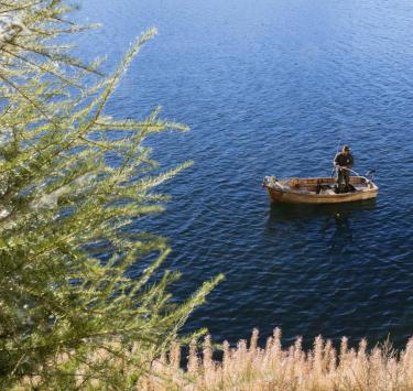 Ein Angler auf dem Haidersee