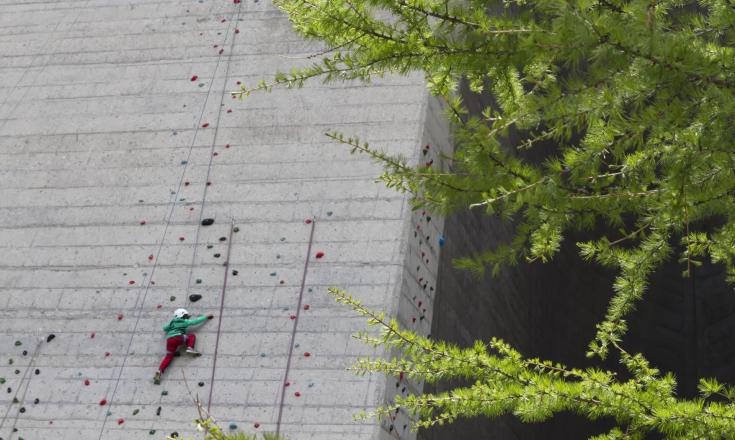 Climbing the dam wall